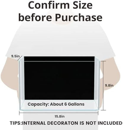 6 Gallon Hot-Bent Black-Back Fish Tank, Aquarium Fish Tank,Easy to Maintain Small Aquarium for Betta/Goldfish/Snails/Shrimp and Aquatic Planting, Perfect for Home, Office, and Decor