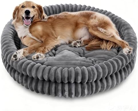 Washable Cat Bed Donut Dog Beds for Small Dogs with Corduroy Fleece Super Soft Pet Bed for Puppy and Kitten,27 * 27 * 6",Grey