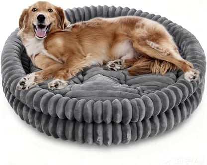 Washable Cat Bed Donut Dog Beds for Small Dogs with Corduroy Fleece Super Soft Pet Bed for Puppy and Kitten,27 * 27 * 6",Grey
