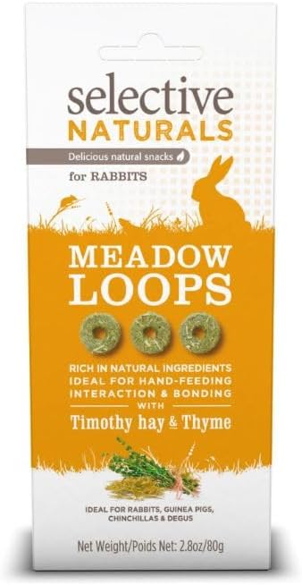 Selective Naturals Meadow Loops for Rabbits with Timothy Hay & Thyme 80g (Pack of 4)