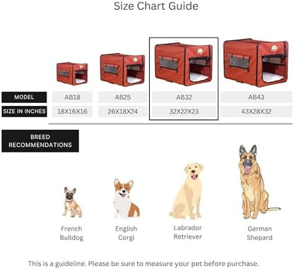 Go Pet Club 32" Soft Collapsible Dog Crate, Portable Pet Carrier, Thick Padded Pet Travel Crate for Indoor & Outdoor, Foldable Kennel Cage with Durable Mesh Windows, Brown