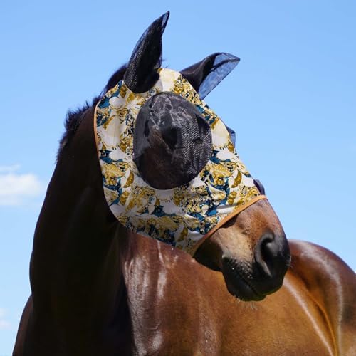 Harrison Howard Super Comfort Stretchy Fitting Horse Fly Mask with UV Protection Soft on Skin with Breathability Luxe Vibe Pony