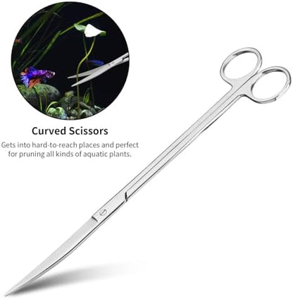 Ohtomber 4PCS Aquascape Tool Aquarium Kit with Tweezers Scissors Scraper