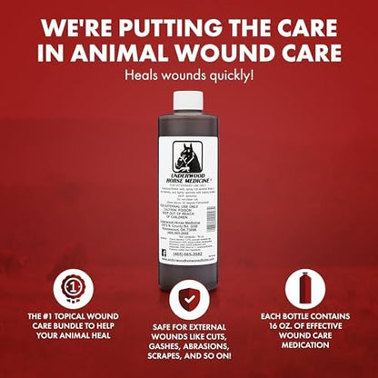 Underwood Horse Wound Spray Refill, Topical Horse Wound Care, 16 oz