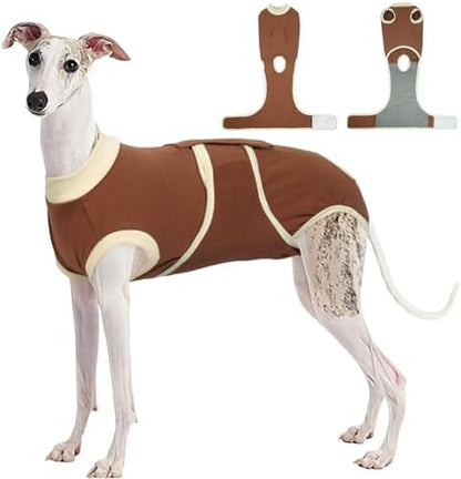 Kuoser Dog Recovery Suit, Female Male Spay Neuter Surgery Suit, Brown, XL