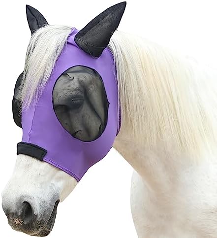Stretchy Horse Fly Mask with Ears, Large Eye Space Violet Cob