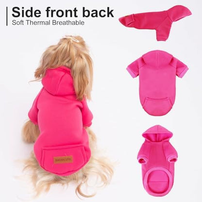 2 Pack Dog Hoodie Warm Hood Dog Sweater Cold Weather Small Dogs Sweatshirt Comfort Pet Clothes for Small Medium Dogs with Pockets Cats Chihuahua Clothes for Male Female Girl Boy Sporty Daily Wear