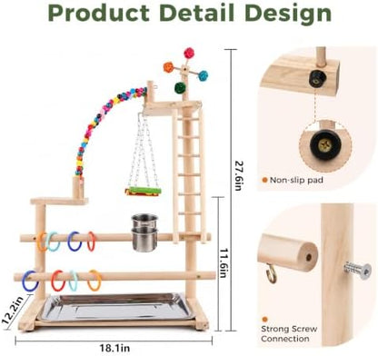 Bird Playground, 4-Layer Parrot Playground for Small to Medium Birds