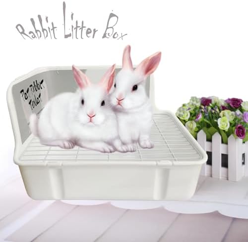 kathson Guinea Pig Litter Box,Bunny Potty Training,Plastic Square Small Animal Toilet,for Hamster Chinchilla Ferret Hedgehog Gerbil(White)