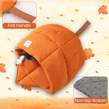 Cat Sleeping Bag Cave Bed with Non-Slip Bottom (Maple Orange)