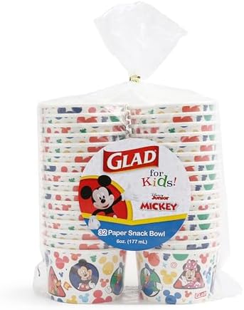 Glad Disney Mickey and Friends Disposable Snack Bowls, 6 Oz, 32 Ct, 10-Pk
