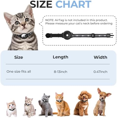 Breakaway AirTag Cat Collar, Reflective Cat Tracker Collar with Bell