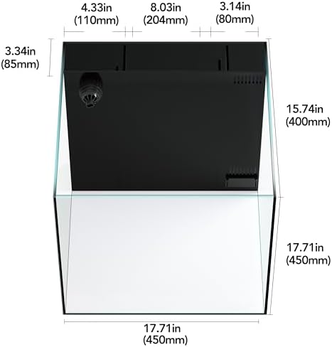 LANDEN EzFlux 45 Rimless 20 Gallon Rear Filtration Tank, Pump Included