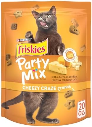 Friskies Purina Party Mix Cheezy Craze Crunch Cat Treats, 20 oz Pouch