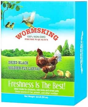 WORMSKING 5.5LB Dried Black Soldier Fly Larvae, More Calcium Than Dried Mealworms, High Protein Chicken Feed, Poultry Treat