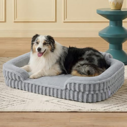 LE SURE Cute Cozy High Back Orthopedic XL Dog Bed with Sides,42" Grey