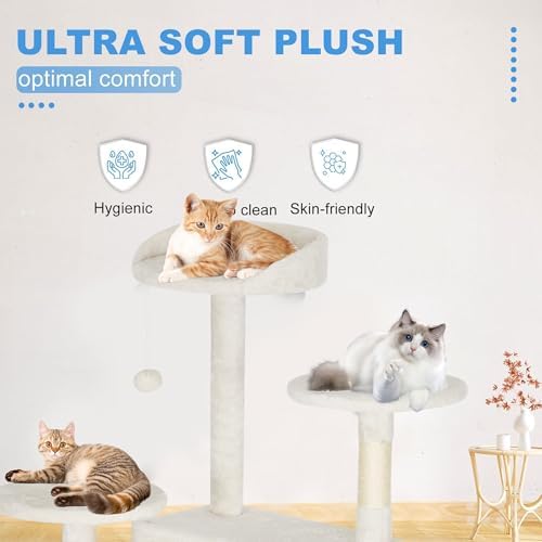FDW | 62" Cat Tree Tower | Beige | Multi-Level Indoor Activity Center