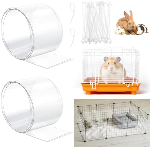 Juexica 2 Pcs 82.7 x 6 Inch Guinea Pig Cage Liner Clear Cuttable Critter Liner with Pre Drilled Holes Urine Guard Extra Long Liner with 100 Zip Ties for Rabbit Hamster Ferret Chinchilla