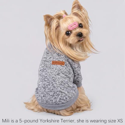 2 Pack Dog Sweaters for Small Dogs Girl Boy Winter Fleece Clothes Warm Soft Dog Sweatshirt Outfit for Dogs Cats Pet Apparel (Grey+Light Blue, M (Back: 13.7",Chest: 17.7", 10-14Ibs))
