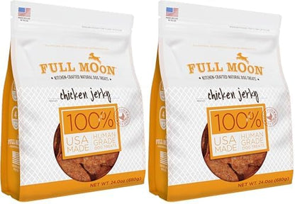 Full Moon Chicken Jerky Dog Treats | Human Grade | Made in USA | Grain Free | 24 oz Pack of 2