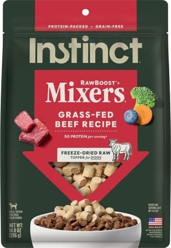 Instinct Raw Boost Mixers Freeze Dried Dog Food Toppers For Dry Food, Grain Free Dog Food Toppers with Beef For Dogs, 14 oz