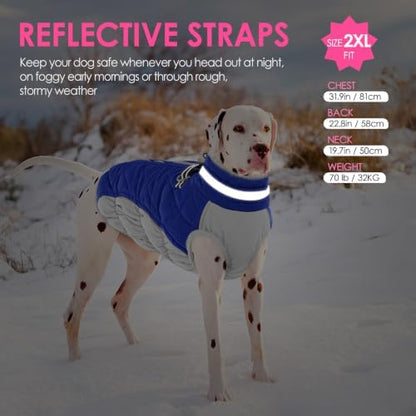 AOFITEE Dog Jacket for Large Dogs Warm Dog Winter Coats with Harness