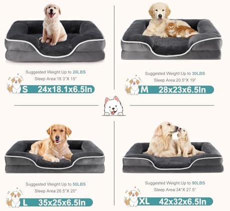 Sweetcrispy Orthopedic Large Dog Bed, Waterproof Pet Sofa Supportive Bed