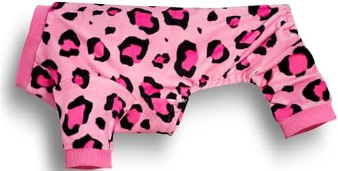 Paiaite Dog Pajamas Onesie: Comfortable Four-Legged Apparel for Small, Medium, & Large Dogs, Polyester Material for Comfort, Wrinkle Resistance, Moisture Wicking, and Stretchiness Pink Leopard S