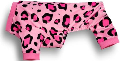 Paiaite Dog Pajamas Onesie: Comfortable Four-Legged Apparel for Small, Medium, & Large Dogs, Polyester Material for Comfort, Wrinkle Resistance, Moisture Wicking, and Stretchiness Pink Leopard M