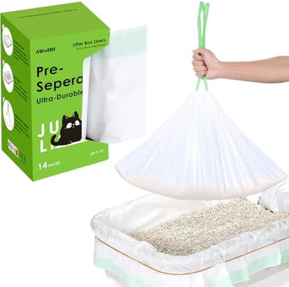 14 Pack Large Cat Litter Box Liners 37"x16", Heavy‑Duty Litter Bags