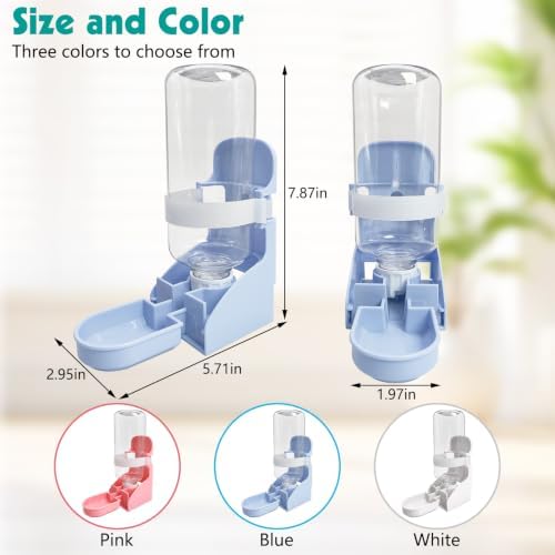 kathson Rabbit Water Bottle, 17oz Hanging Water Fountain Automatic Dispenser No Leak WaterFeeder for Bunny Chinchilla Guinea Pig Hedgehog Ferret, Blue