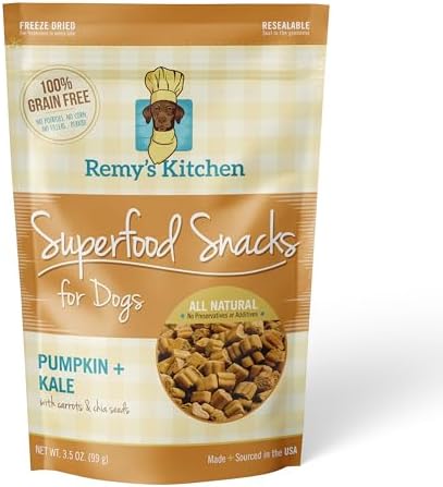 Pumpkin Kale Freeze Dried Dog Treats USA Sourced and Small Batch Made - Human-Grade, All Natural Superfood Dog Snacks Without Artificial Preservatives, Grain Free - 3.5 oz