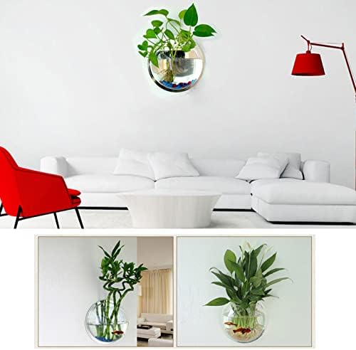 YUHOME Home Decoration Wall Mount Fish Tanks Goldfish Bowl Acrylic Hanging Aquariums Flowerpot Flower Vase, 150mm diameter & type 1