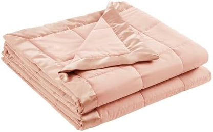 Madison Park Down Alternative Twin Size Blanket for Bed, Satin Trim, Blush