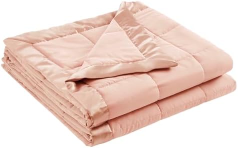 Madison Park Down Alternative Queen Blanket for Bed, Satin Trim, Blush