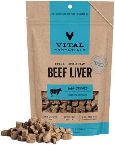 Vital Essentials Freeze Dried Dog Treats, Beef Liver, 5.5 oz Bag