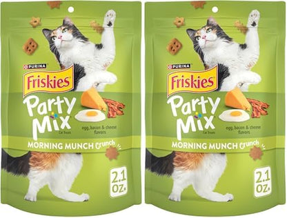 Friskies Purina Party Mix Morning Munch Crunch Cat Treats - 2.1 oz. Pouches,(Pack of 20)