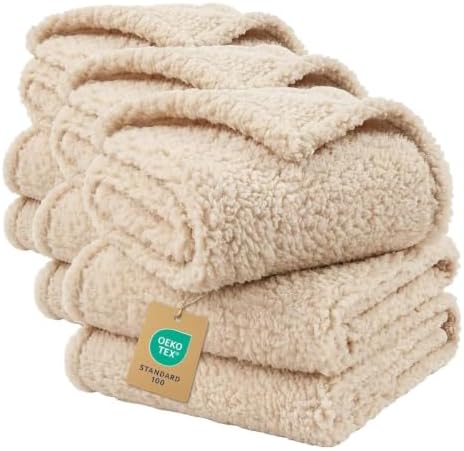 3 Pack 3 Calming Blankets Fluffy Premium Fleece Pet Blanket Soft Sherpa Throw for Dog Puppy Cat Beige Small (23" x16'')