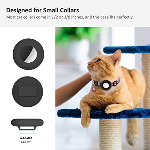 2022 Airtag Cat Collar Holder, Small Air Tag Compatible With Apple GPS Tracker, 2Pack Waterproof Case Cover for Pet Collar Within 3/8 Inch (Black, Pink, Purple, Lumiblue)