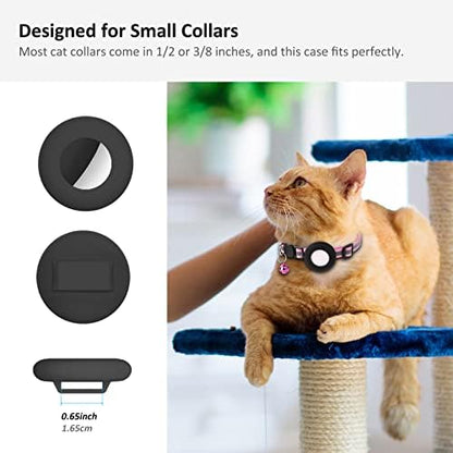 2022 Airtag Cat Collar Holder, Small Air Tag Compatible With Apple GPS Tracker, 2Pack Waterproof Case Cover for Pet Collar Within 3/8 Inch (Black, Pink, Purple, Lumiblue)