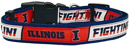 Pets First Collegiate PET Collar New Version Illinois Fighting Illini Dog Collar, Size Medium. Best Sports Team Color for Dogs & Cats. A Shiny & Colorful Dog & Cat Collar Licensed by The NCAA