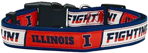 Pets First Collegiate PET Collar New Version Illinois Fighting Illini Dog Collar, Size Medium. Best Sports Team Color for Dogs & Cats. A Shiny & Colorful Dog & Cat Collar Licensed by The NCAA