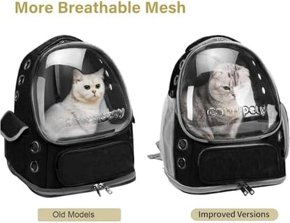 Cawypety Cat Backpack Carrier Large Space Bubble Backpack up to 12lbs Black