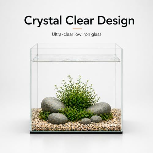 Aquatop High Clarity Low Iron Glass Cube Aquarium - Up to 11.3 Gallons - High-Grade German Silicone - Ideal for Salt and Freshwater Aquariums