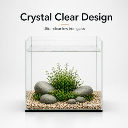 Aquatop High Clarity Low Iron Glass Cube Aquarium - Up to 11.3 Gallons - High-Grade German Silicone - Ideal for Salt and Freshwater Aquariums
