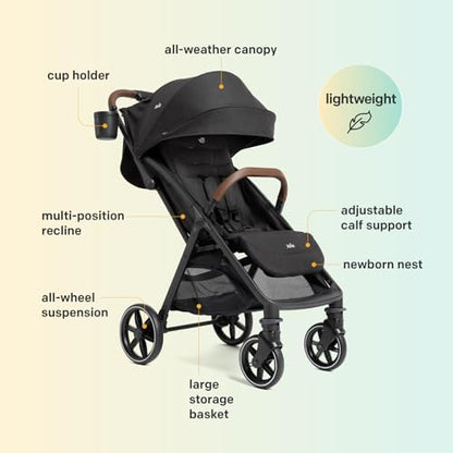 Joie Baby Nutmeg Compact Lightweight Travel Stroller, One‑Hand Fold