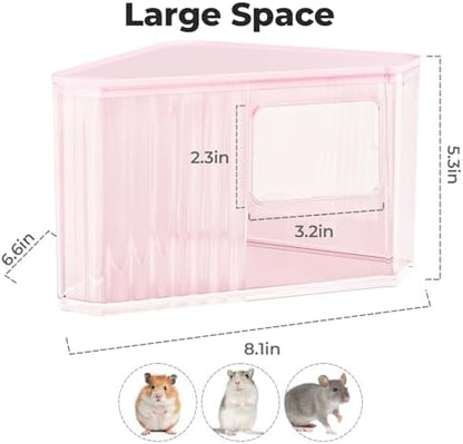 mini&moe Hamster Sand Bath Container - Small Animal Bathroom Shower Room Large Space Corner Digging Box with Cleaning Scoop Rat Dust Bath House for Guinea Pig, Hedgehog, Gerbil