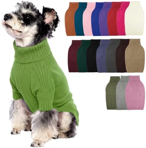 Turtleneck Dog Sweater,Thermal Knitted Sweater for Small Dogs Girl Boy, M