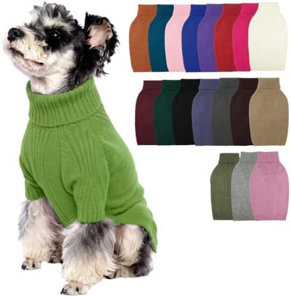 Turtleneck Dog Sweater,Thermal Knitted Sweater for Small Dogs Girl Boy, M