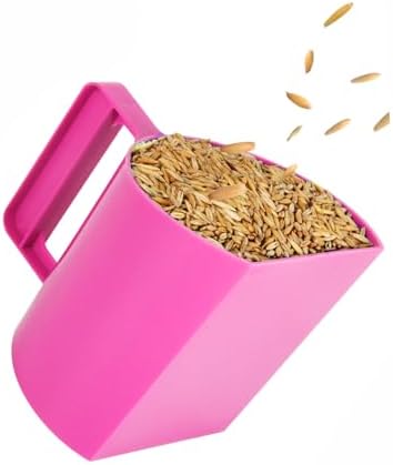 Feed Scoop - Grain Scoop for Horse,Heavy Duty Plastic Large Food Scoop for Large Dogs Livestock 1.8 Quart/7.2Cups Pink